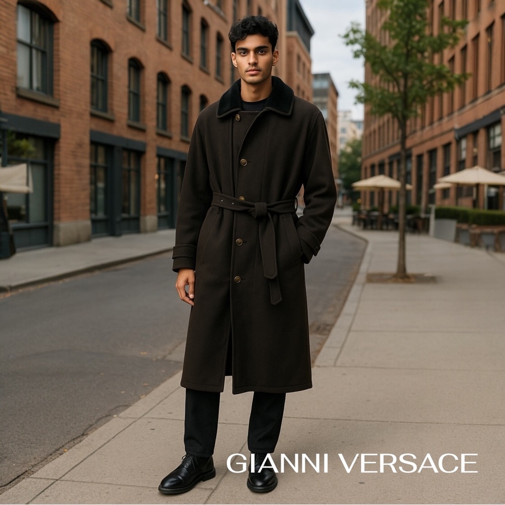 Gianni Versace VINTAGE Men's Khaki Winter Coat 46